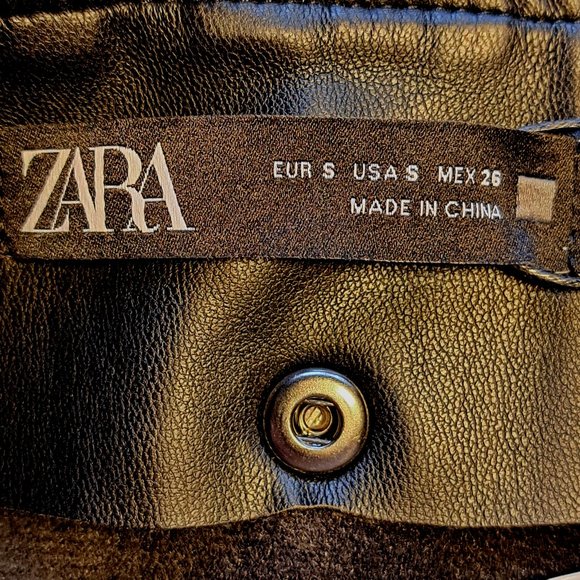 ZARA FAUX LEATHER PLEATED MINI skirt Sz Small *NO BELT* ACADEMIA PREPPY ROCK NWT - Picture 13 of 16